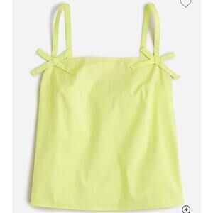 J.Crew Bow-strap tank top cotton poplin neon yellow/green size large